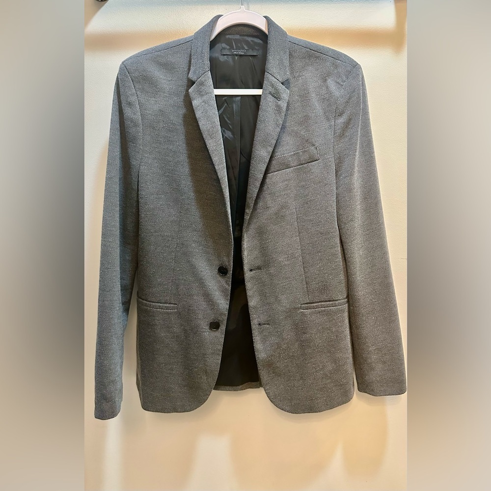 Zara Daily Ritual Textures Men's Gray Two Button Twill Blazer Size M